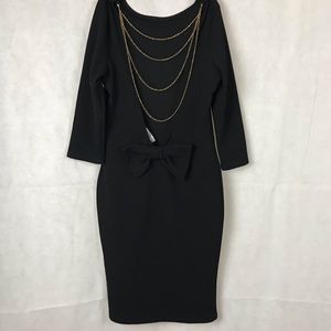 New Black Chain Back Dress, Midi, Sz. XL